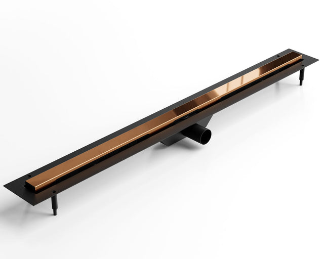 Lineare Ablaufrinne für Dusche aus poliertem Kupfer-Edelstahl