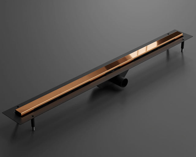 Lineare Ablaufrinne für Dusche aus poliertem Kupfer-Edelstahl