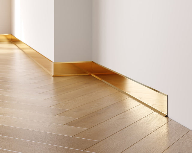 Skirting Board F and accessories in steel 270 cm - Glossy Gold