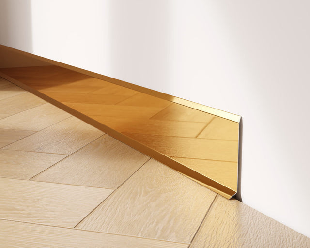 Skirting Board F and accessories in steel 270 cm - Glossy Gold