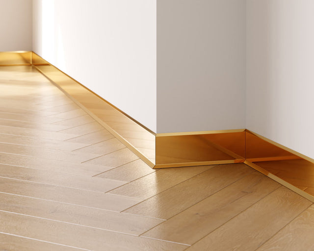 Skirting Board F and accessories in steel 270 cm - Glossy Gold