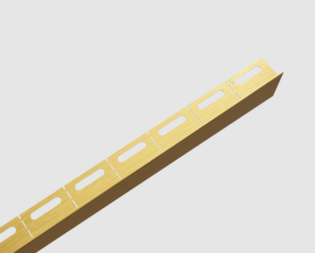 Right floor LKP shower profile in satin gold stainless steel