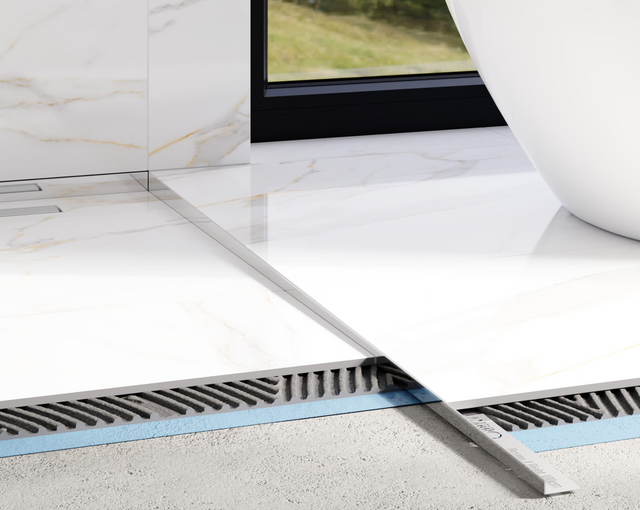 Profilo doccia LKP pavimento destro in acciaio inossidabile argento lucido