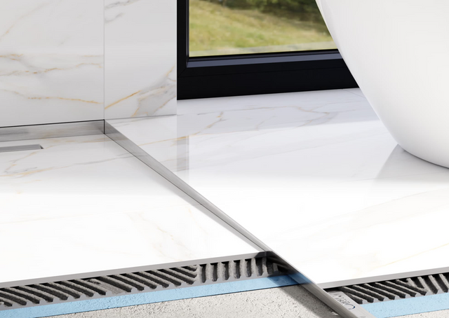 Profilo doccia LKP pavimento destro in acciaio inossidabile argento satinato