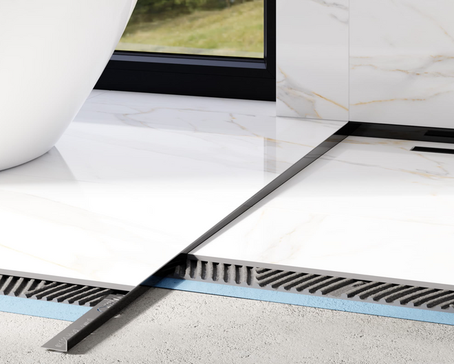 Profil de douche LKL sol gauche en acier inoxydable noir brillant