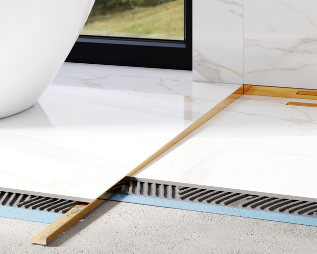 Profil de douche LKL sol gauche en acier inoxydable or brillant