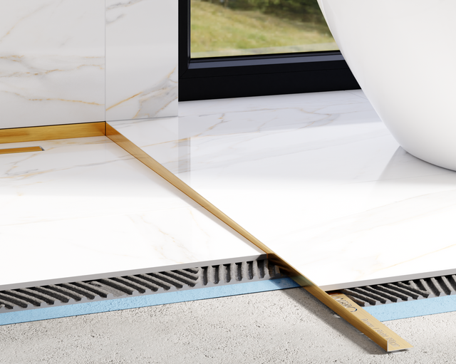 Profilo doccia LKP pavimento destro in acciaio inossidabile oro satinato