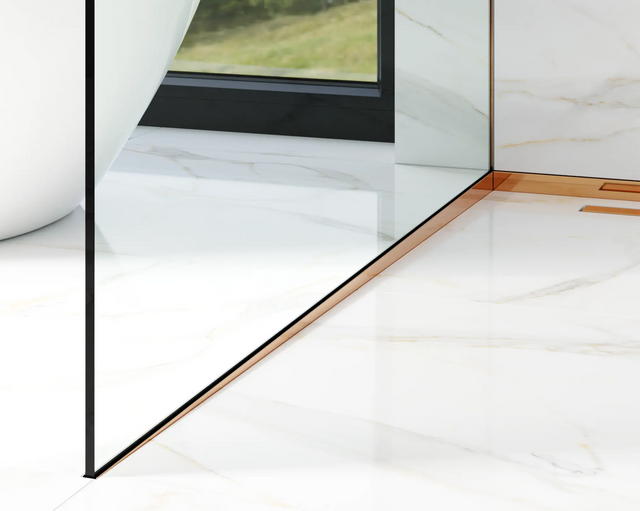 Profil de verre LPSL douche et sol gauche cuivre brillant