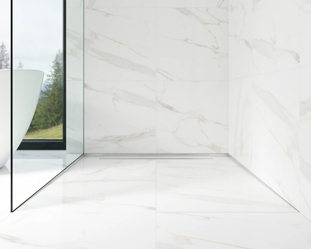 LSS shower profile glass-to-wall fixing in satin silver stainless steel