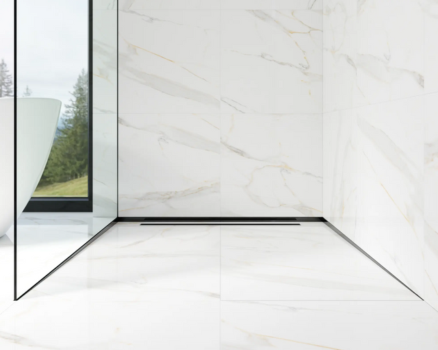 Profil de douche LSS fixation verre au mur en acier inoxydable noir brillant