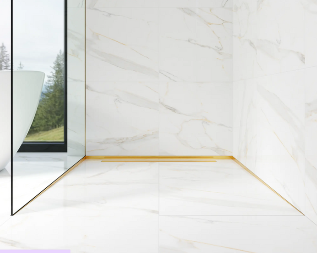 Profil de douche LSS fixation verre au mur en acier inoxydable or satiné