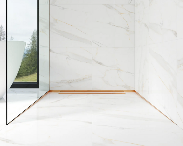 Profil de douche LSS fixation verre au mur en acier inoxydable cuivre brillant