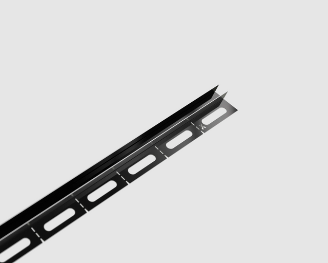 Shower profile LSS glass-to-wall fixing in glossy black stainless steel