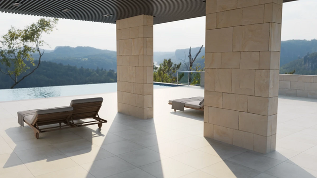 Piastrella per pavimento Moon dark beige per esterno 60 x 60 cm Sp. 2cm rettificato - effetto pietra R11