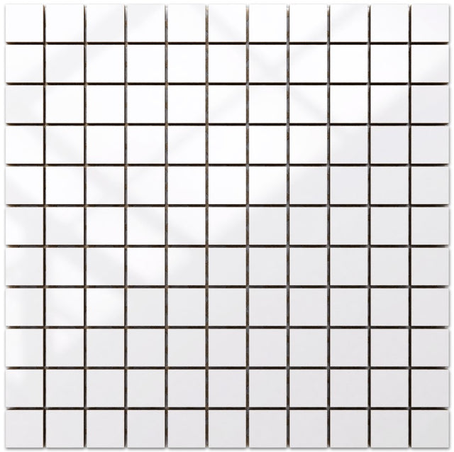 Mosaïque en céramique sur filet pour salle de bain ou cuisine 30 cm x 30 cm - Blanc cubique