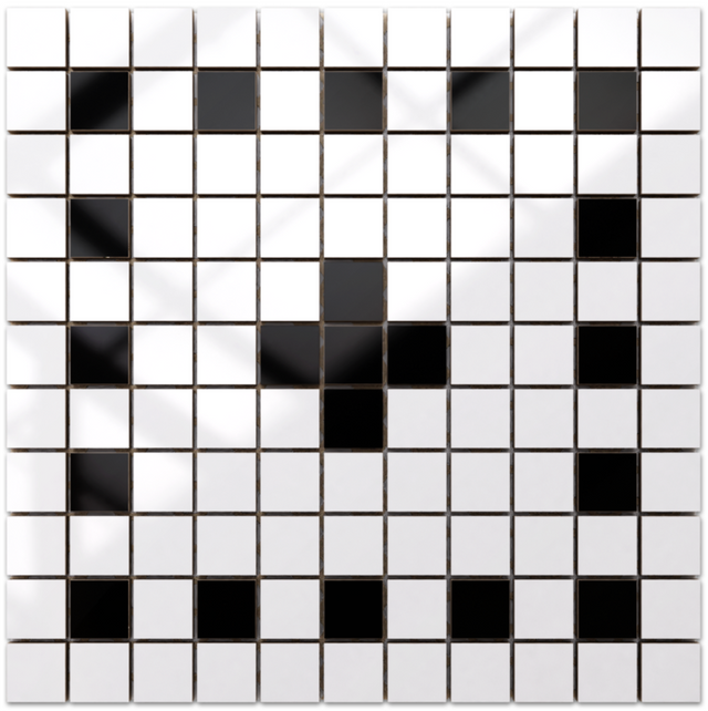 Mosaïque en céramique sur filet pour salle de bain ou cuisine 30 cm x 30 cm - Géométrique 16 Blanc noir