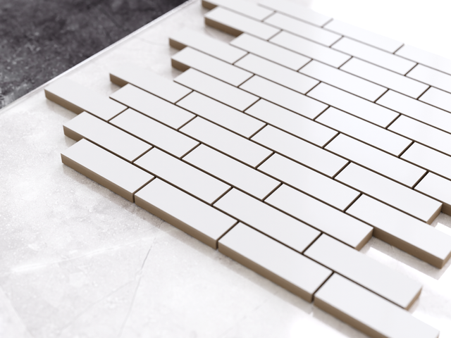 Mosaico su rete in ceramica per bagno o cucina 29.8 cm x 30 cm - Brick's waterfall