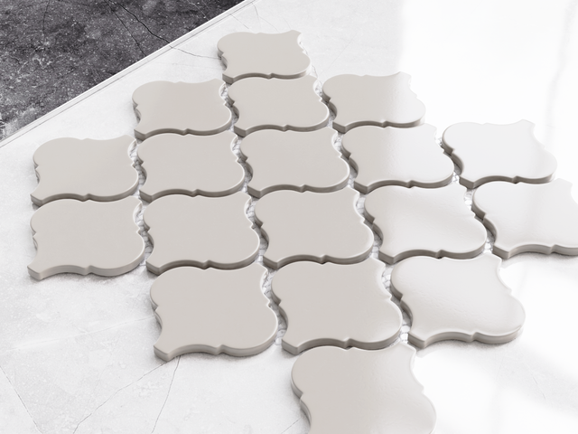 Mosaico de cerámica en malla para baño o cocina 27.5 cm x 24.3 cm - Grey arabesque