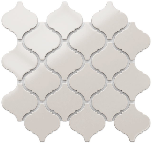 Ceramic mosaic on mesh for bathroom or kitchen 27.5 cm x 24.3 cm - Grey arabesque