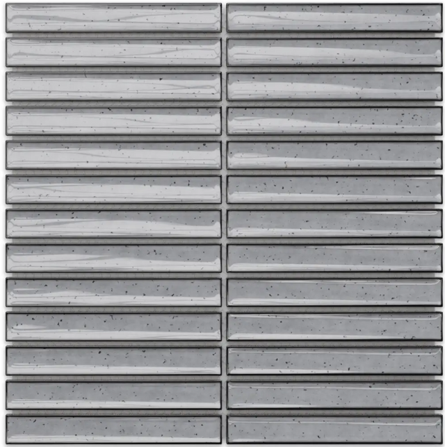 Mosaik auf Netz aus Keramik für Bad oder Küche 29,5 cm x 30 cm - Grau matt