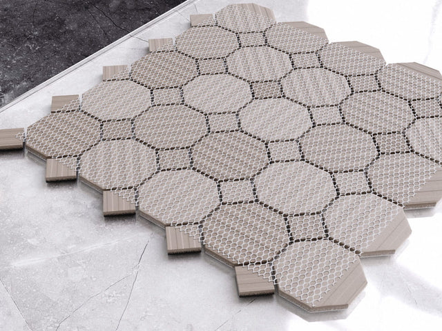 Mosaico in ceramica su rete per bagno o cucina 29.3 cm x 29.3 cm - Octagon castle