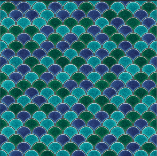 Mosaico in ceramica su rete per bagno o cucina 28.5 cm x 29.0 cm - Blue wave