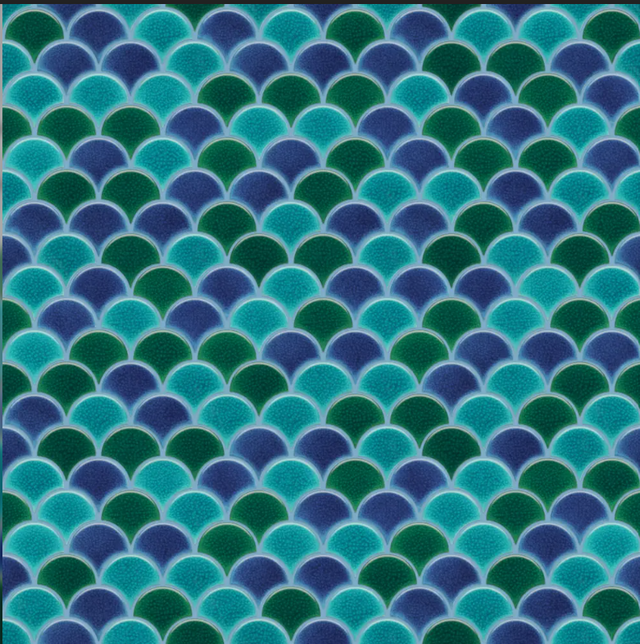 Mosaico in ceramica su rete per bagno o cucina 28.5 cm x 29.0 cm - Blue wave