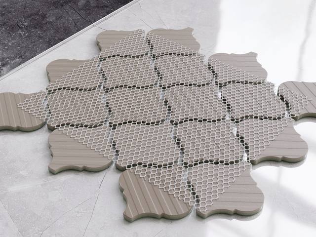 Mosaico de cerámica en red para baño o cocina 27.5 cm x 25.2 cm - Ágata esmeralda