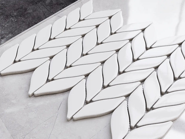 Mosaico de cerámica en malla para baño o cocina 33.2 cm x 27.6 cm - White Sparrow