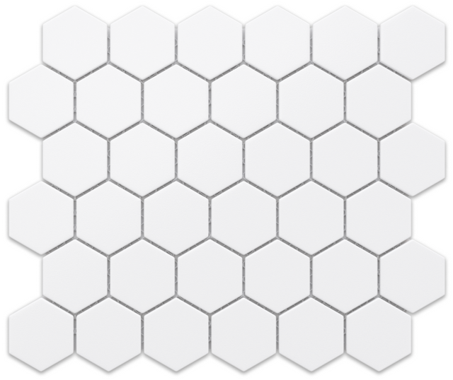 Mosaïque en céramique hexagonale sur filet pour salle de bain ou cuisine 32,3 cm x 27,7 cm - Blanc Hexagone