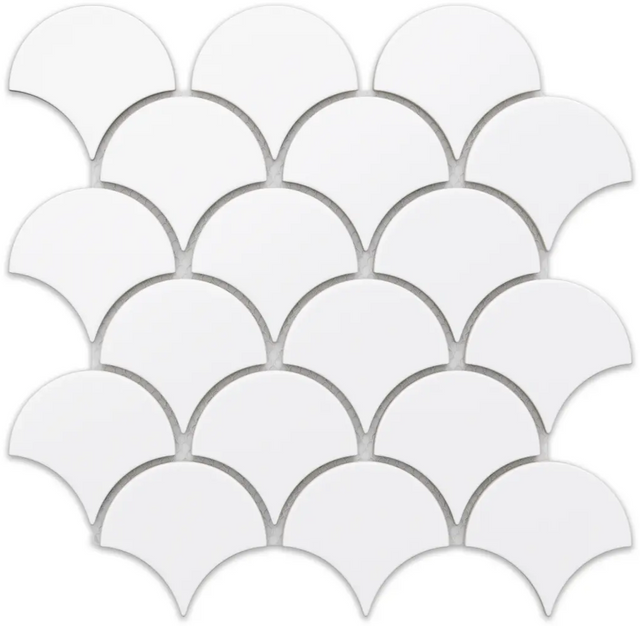 Mosaik aus Keramik auf Netz für Bad oder Küche 28,5 cm x 29,0 cm - Erster Schnee