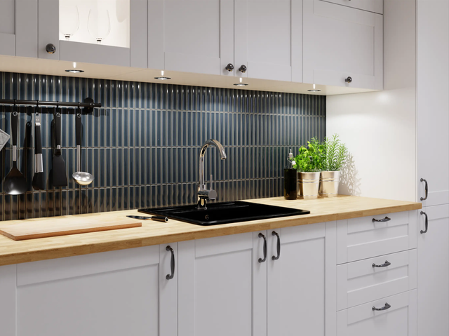 Mosaico in ceramica su rete per bagno o cucina 29,6 cm x 30 cm - Jeans