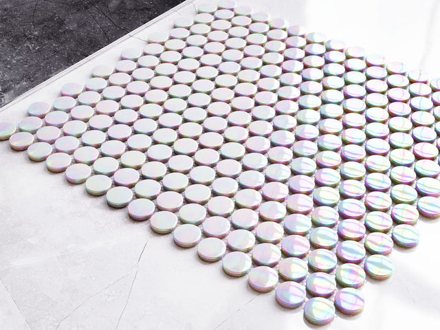 Mosaico in ceramica su rete per bagno o cucina 29.3 cm x 31.7 cm - Rainbow Bubbles