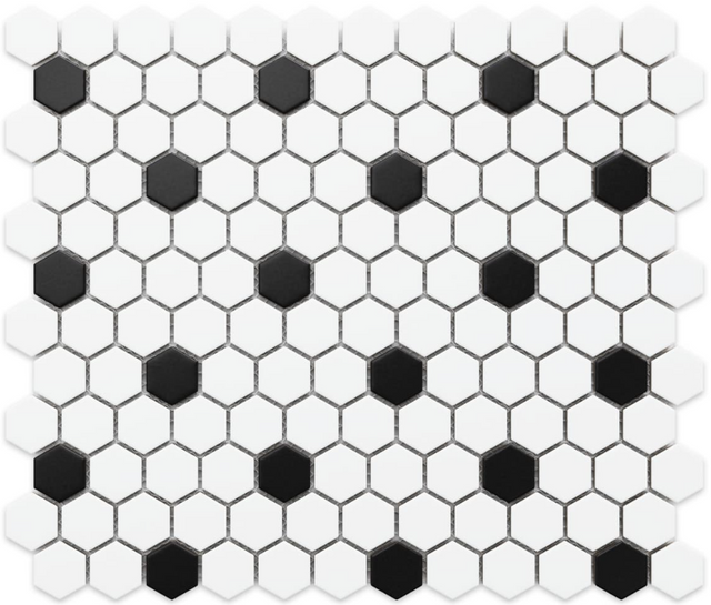 Mosaïque hexagonale en céramique sur filet pour salle de bain et cuisine en céramique 30 cm x 26 cm - Blanc Miel