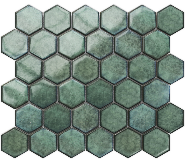 Mosaico in ceramica esagonale su rete per bagno o cucina 32.3 cm x 27.7 cm - Nori hive