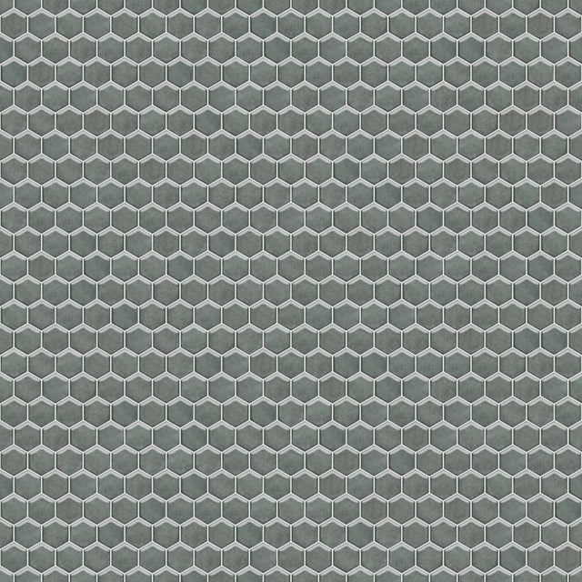 Hexagonal ceramic mosaic on mesh for bathroom or kitchen 32.3 cm x 27.7 cm - Nori hive