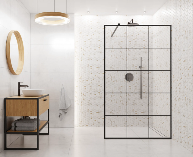 Mosaïque en céramique hexagonale sur filet pour salle de bain ou cuisine 32,3 cm x 27,7 cm - Gold Honey