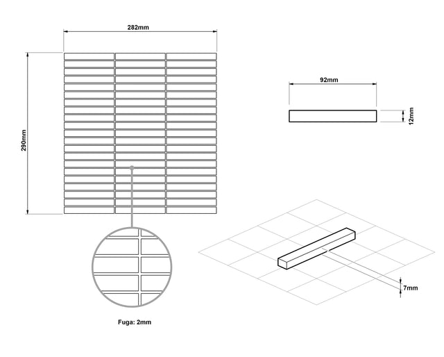 Mosaic on ceramic mesh for bathroom or kitchen 29.0 cm x 28.2 cm - Greenpeace
