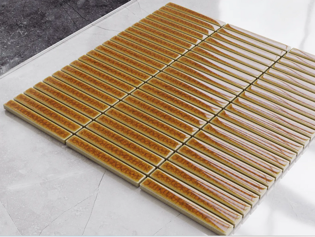 Mosaic on ceramic mesh for bathroom or kitchen 29.0 cm x 28.2 cm - Turmeric