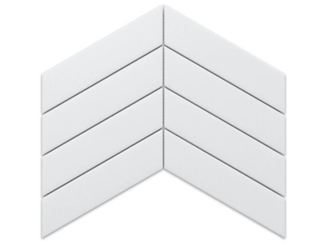 Ceramic mosaic on mesh for bathroom or kitchen 31.6 cm x 21.5 cm - Giant White Chevron