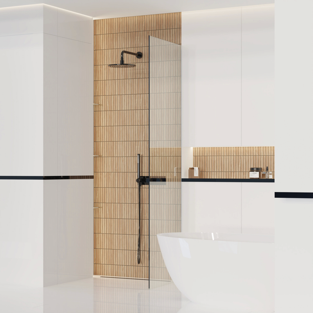 Ceramic mesh mosaic for bathroom or kitchen 29.6 cm x 30.0 cm - Wood pattern