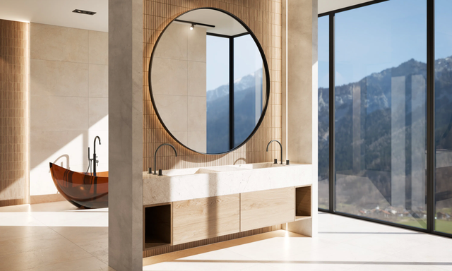 Ceramic mesh mosaic for bathroom or kitchen 29.6 cm x 30.0 cm - Wood pattern