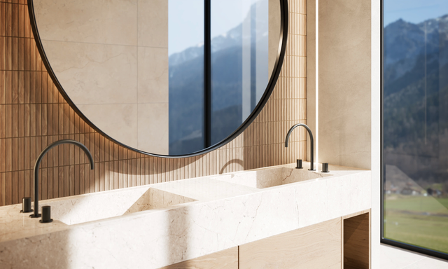 Ceramic mesh mosaic for bathroom or kitchen 29.6 cm x 30.0 cm - Wood pattern