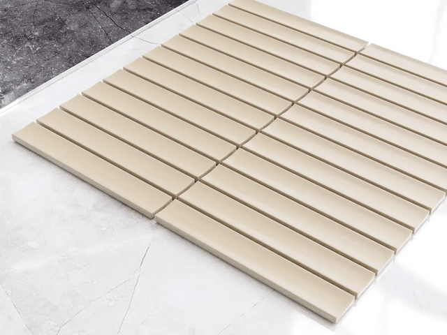 Ceramic mesh mosaic for bathroom or kitchen 29.6 cm x 29.3 cm - Matte beige