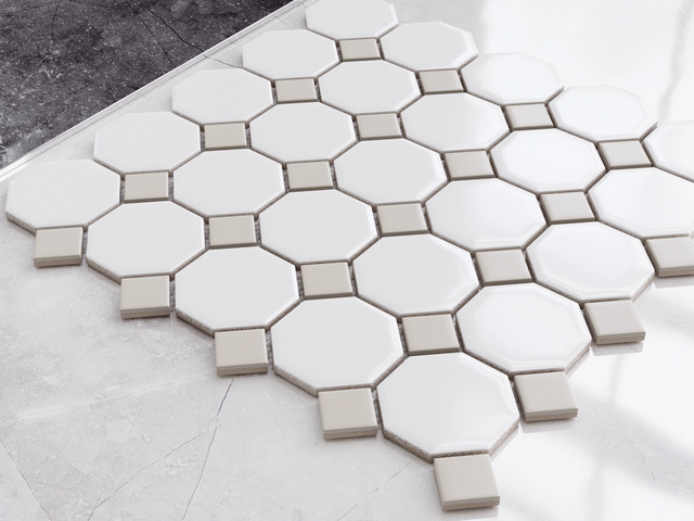 Mosaico in ceramica su rete per bagno o cucina 29.3 cm x 29.3 cm - Castel del Monte