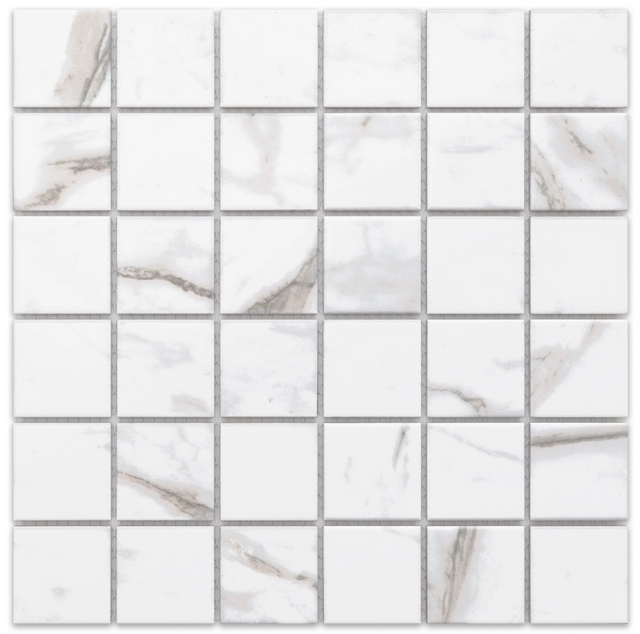 Ceramic mosaic on mesh for bathroom or kitchen 30,5 cm x 30,5 cm - Marble Square