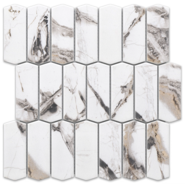 Ceramic mosaic on mesh for bathroom or kitchen 29.7 cm x 28.8 cm - Caotic marble