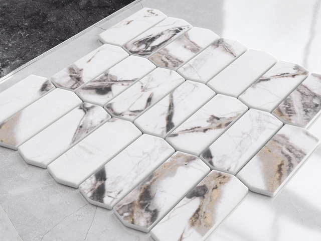 Mosaico in vetro su rete per bagno o cucina 29.7 cm x 28.8 cm - Caotic marble