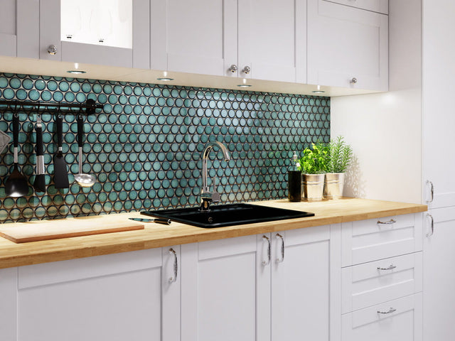 Mosaico in ceramica su rete per bagno o cucina 30.6 cm x 26.5 cm - Adriatic Breeze