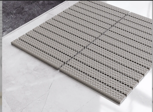 Mosaik auf Netz aus Keramik für Bad oder Küche 29,5 cm x 30 cm - Grau matt